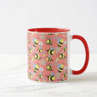 Silly Cartoon Bees Pattern Mug