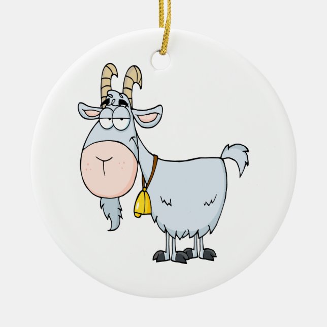 silly cartoon billy goat ceramic ornament (Front)