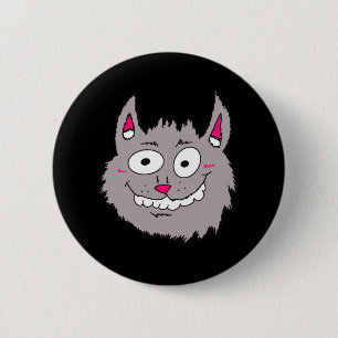 Silly Cartoon Cat Face Button