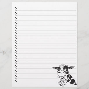 Silly Cartoon Dairy Cow Lined Pet Letterhead