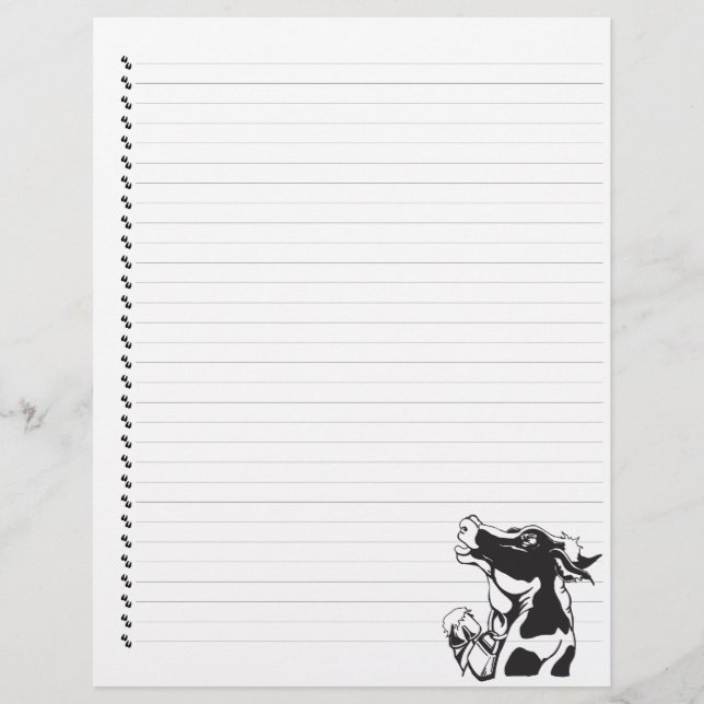 Silly Cartoon Dairy Cow Lined Pet Letterhead (Front)