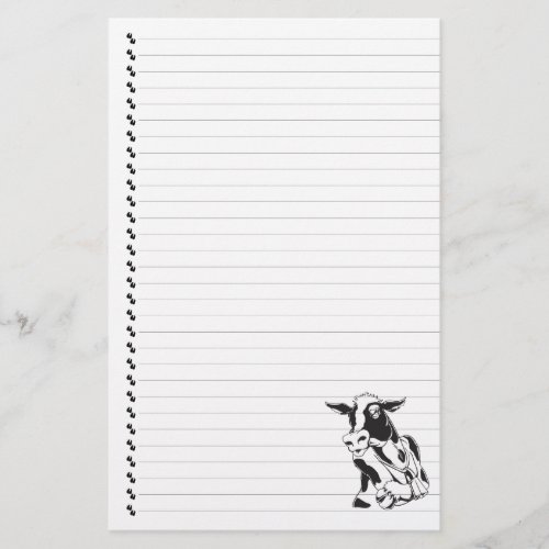 Silly Cartoon Dairy Cow Lined Pet Stationery