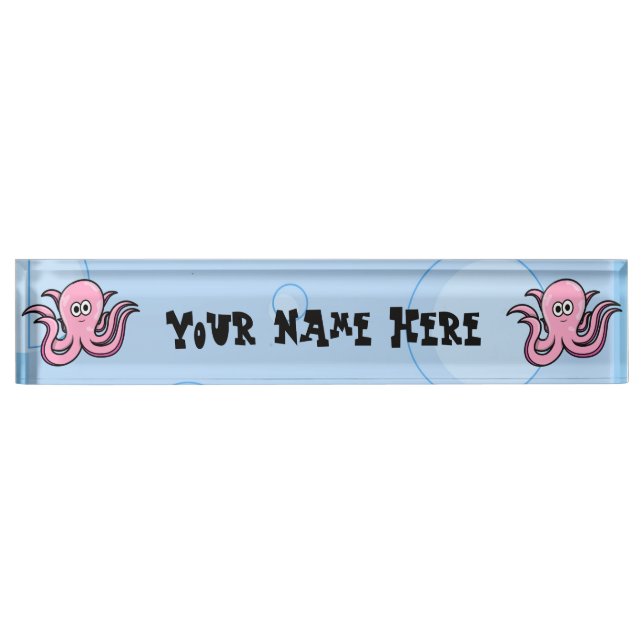 Silly Cartoon Octopus Desk Name Plate (Front)