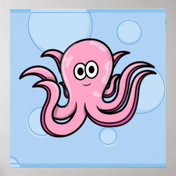 Silly Cartoon Octopus Poster by GroovyFinds at Zazzle