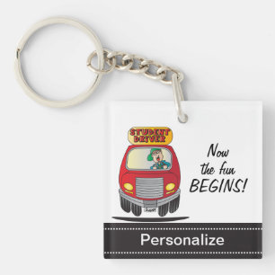 Silly Cartoon Student Driver Keychain