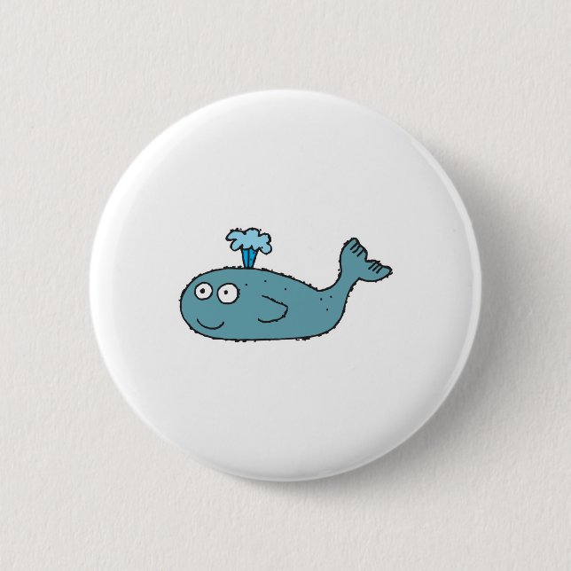 silly cartoon whale pinback button (Front)