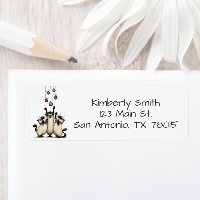 Silly Cat Christmas Address Label (Insitu)