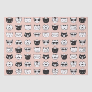 Silly Cat Face Doodles Tissue Paper