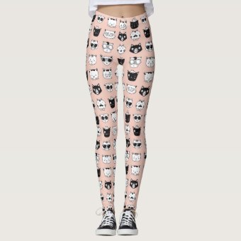 Silly Cat Faces Pattern Leggings | Zazzle