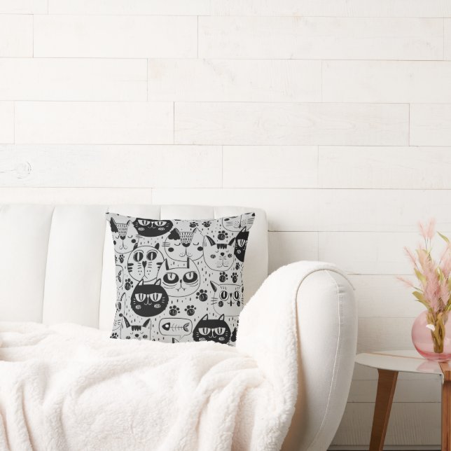 Silly Cat Faces Pillow (Couch)