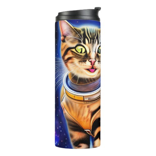 Silly Cat in Space World Meme Artwork Thermal Tumbler