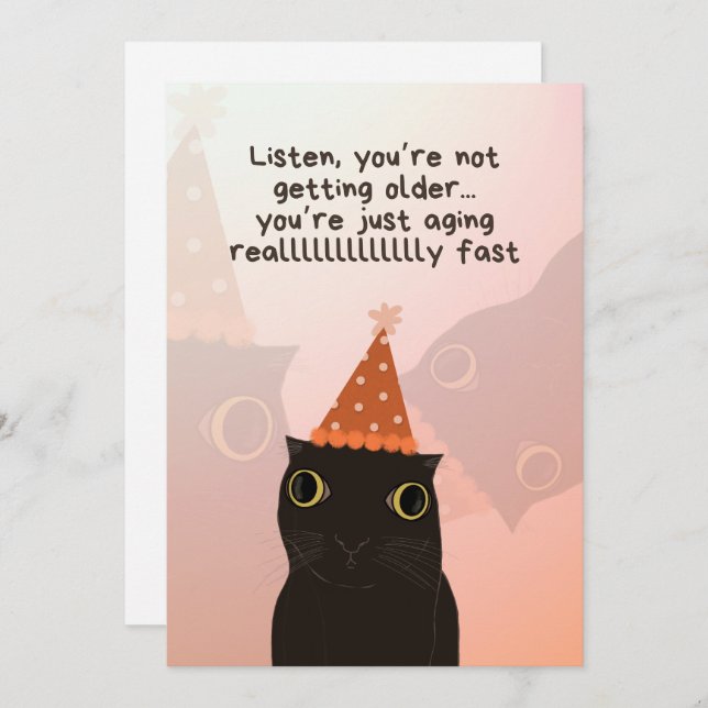 Silly Cat Meme Birthday Card (Front/Back)