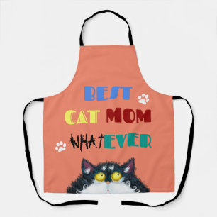 Silly Cat Mom Humor Design for Kitty Parents Apron