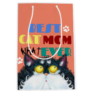 Silly Cat Mom Humor Design for Kitty Parents Medium Gift Bag
