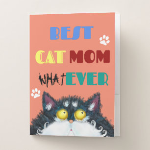 Silly Cat Mom Humor Design for Kitty Parents Pocket Folder