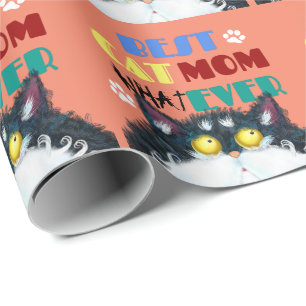 Silly Cat Mom Humor Design for Kitty Parents Wrapping Paper