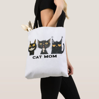 Silly Cat Trio Cat Mom Tote Bag