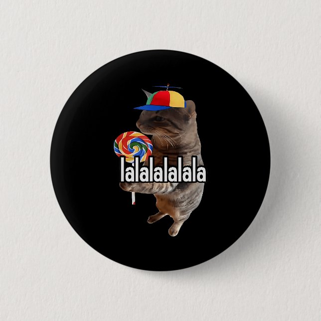 Silly Cat With Lollip Meme  Button (Front)