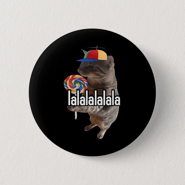 Silly Cat With Lollipop Meme  Button (Front)