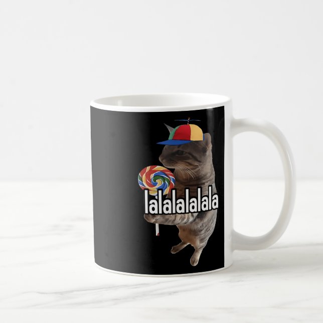 Silly Cat With Lollipop Meme  Coffee Mug (Right)