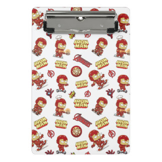 Silly Chibi Iron Man Seamless Pattern - Superhero Mini Clipboard