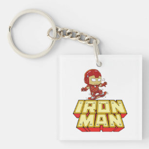 Silly Chibi Iron Man Skateboarding Keychain