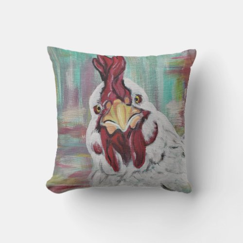 Silly Chicken Throw Pillow
