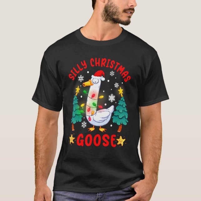 Silly Christmas Goose  Christmas Animal T-Shirt (Front)
