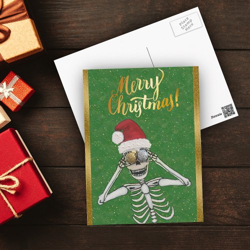 Silly Christmas Skeleton Christmas Ornament Eyes Postcard