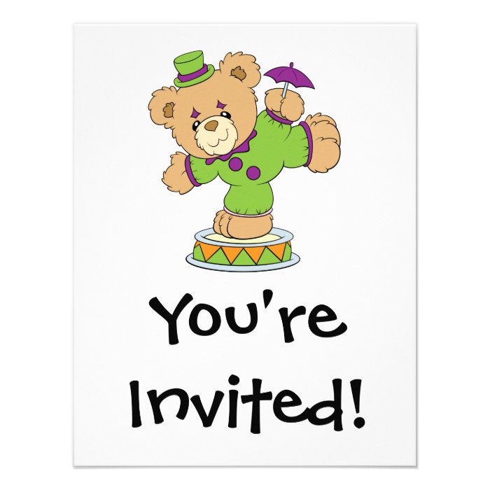 Silly Clown Teddy Bear Invitation