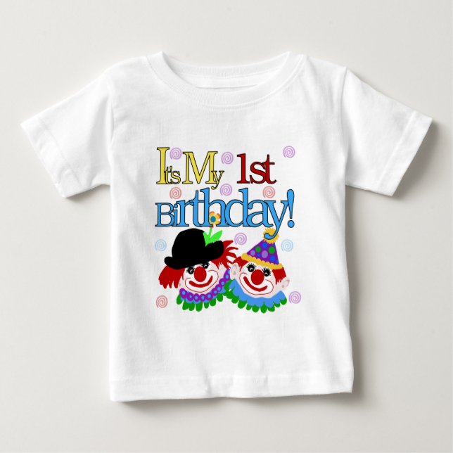 Silly Clowns 1st Birthday Tshirts and Gifts (Front)