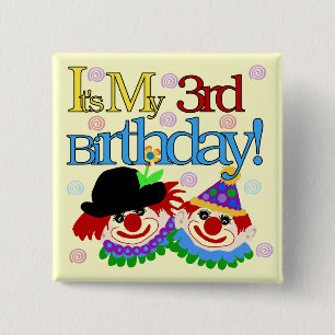 Silly Clowns 3rd Birthday Tshirts and Gifts Button