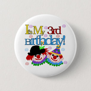 Silly Clowns 3rd Birthday Tshirts and Gifts Button