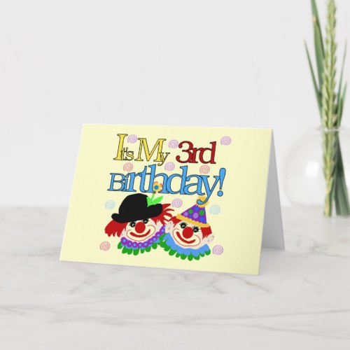 Silly Clowns 3rd Birthday Tshirts and Gifts Card