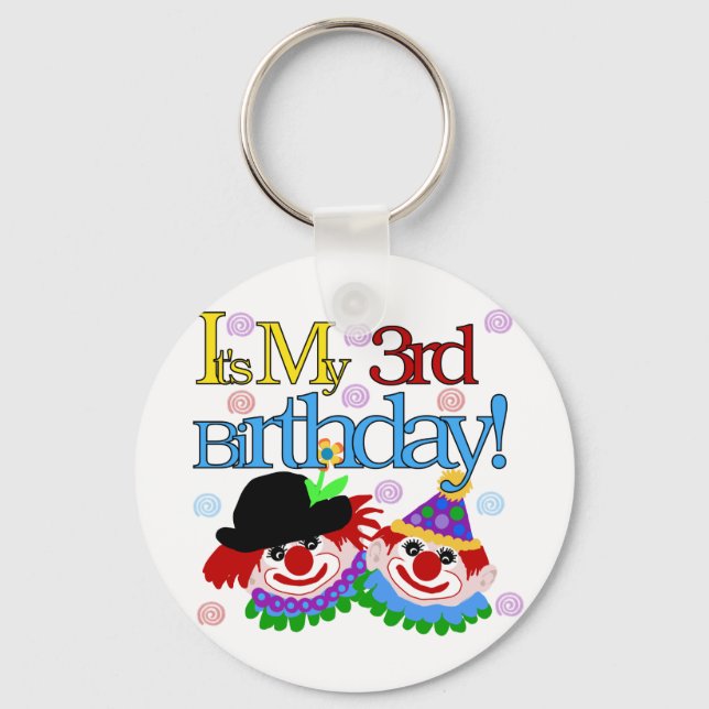 Silly Clowns 3rd Birthday Tshirts and Gifts Keychain (Front)