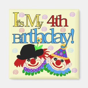 Silly Clowns 4th Birthday Tshirts and Gifts Magnet