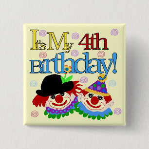 Silly Clowns 4th Birthday Tshirts and Gifts Pinback Button