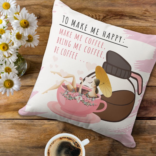 Silly Coffee Mug | Girl in a Mug Pillow (Creator Uploaded)