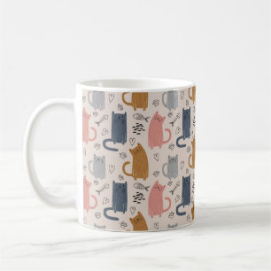 Silly Colorful Cute Cat Pattern Coffee Mug