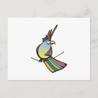 silly colorful parrot postcard
