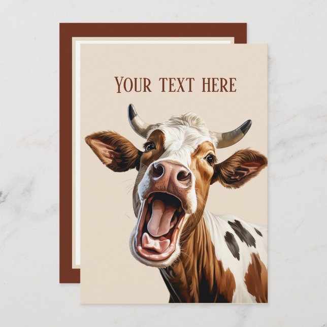 silly cow add message any purpose  note card (Front/Back)