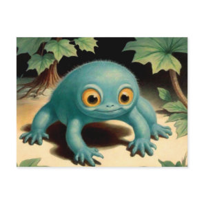 Silly Cute Blue Creature Postcard