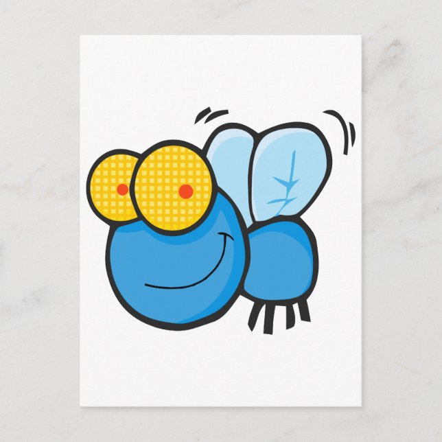silly cute cartoon fly character postcard (Front)