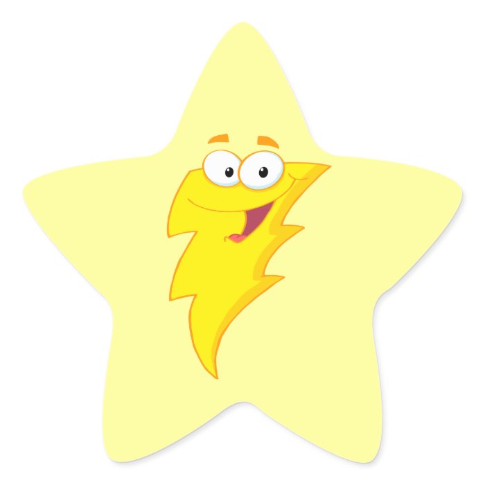 silly cute cartoon lightning bolt character star sticker