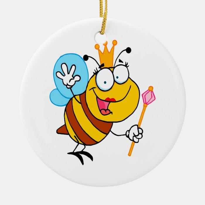 silly cute cartoon queen bee christmas ornament