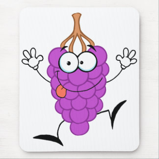 silly cute funny purple grapes cartoon character mouse pad