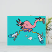 silly cute jogging running flamingo (Standing Front)