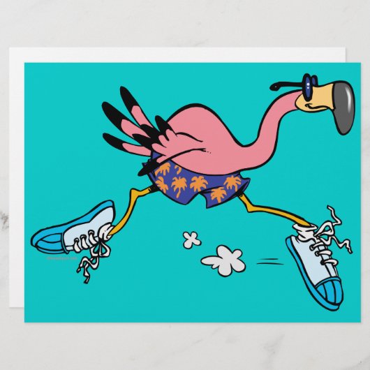 silly cute jogging running flamingo (Front/Back)
