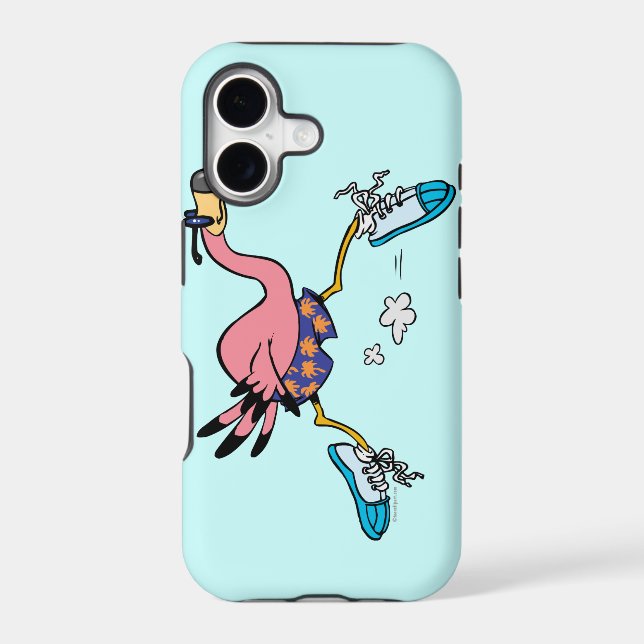 silly cute jogging running flamingo iphone case (Back)