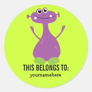 Silly Cute Monster THIS BELONGS TO Stickers